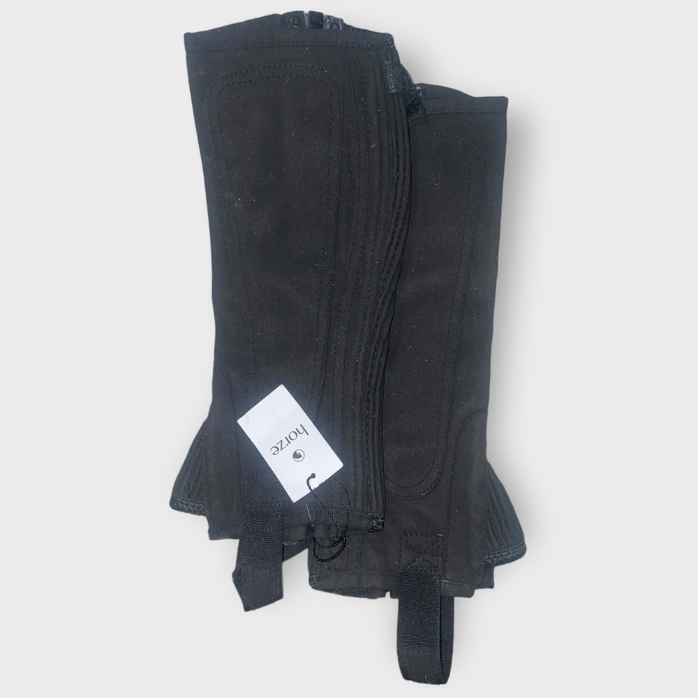 Horze Girls’ Ribbed Amara Half Chaps - Black